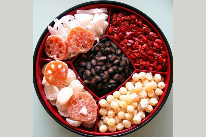 Eight auspiscious delicacies to serve on Chinese New Year gafencu magazine togetherness box, candy box