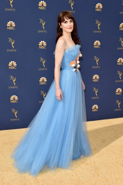 Michelle Dockery in an airy blue tulle Caroline Herrera dress Image
