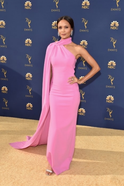 Thandie Newton in a sultry pink Brandon Maxwell gown Image