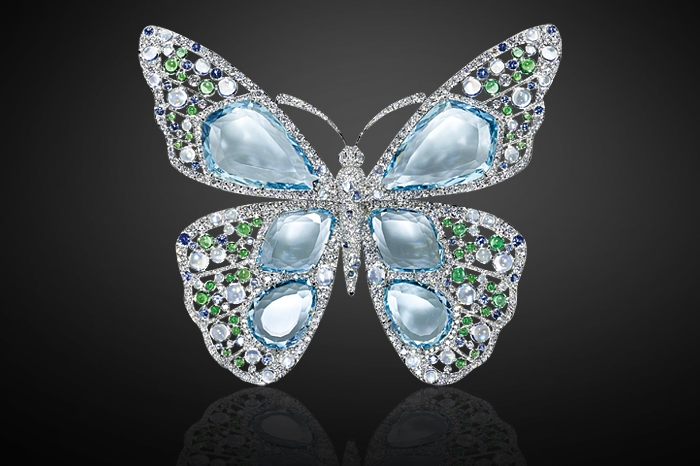 Tiffany butterfly brooch with aquamarines Image