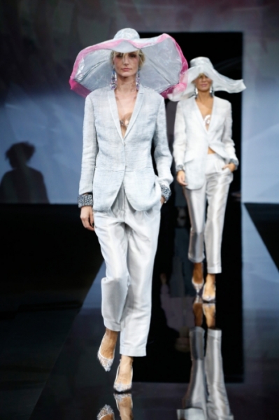 Giorgio Armani's SS19 collection featured some of the most elegant suits for women this season Image