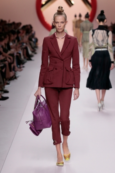 The oversized pockets on this Fendi power suit are stylish and funtional Image