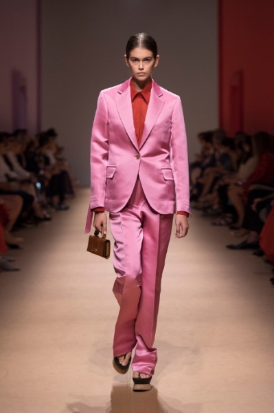 This pink suit from Salvatore Ferragamo is all about alpha femininity Image