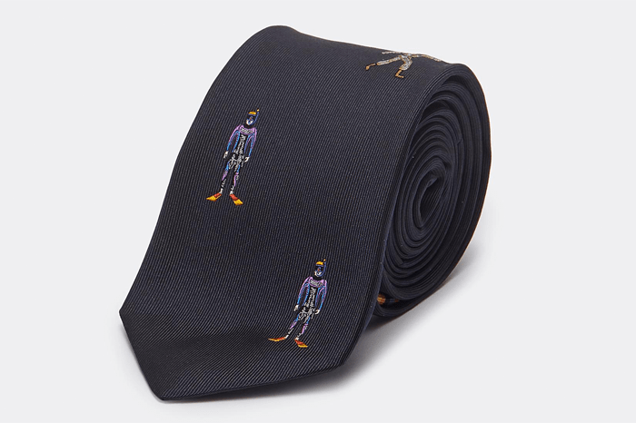 PAUL SMITH - 'People' Graphic Embroidered Silk Tie Image