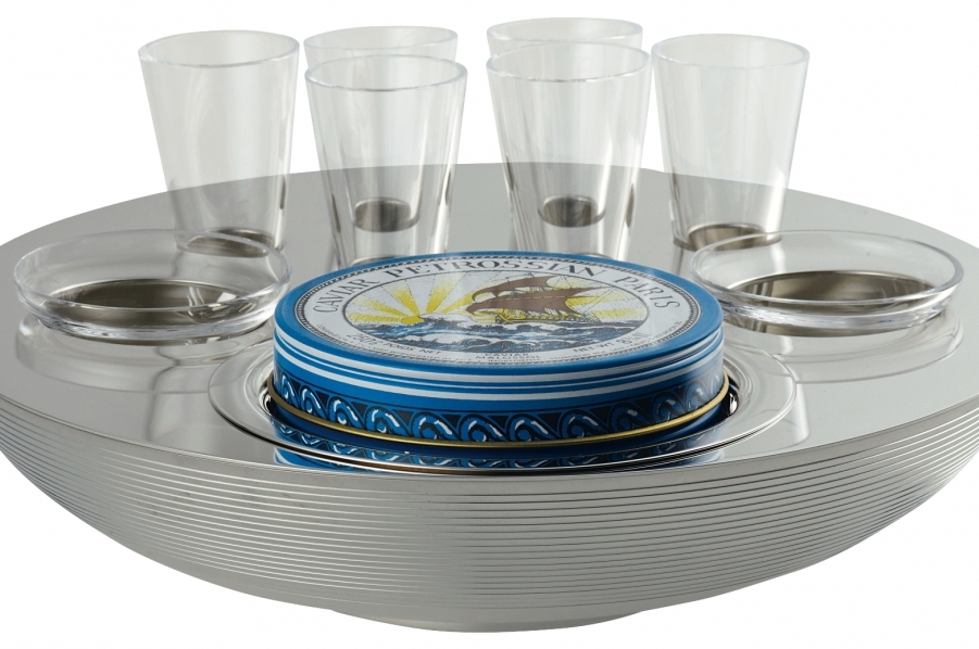 Caviar-vodka set and condiments, Ercuis $17140