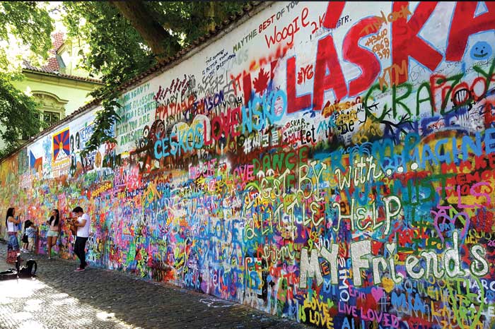 The famed John Lennon Wall in Prague