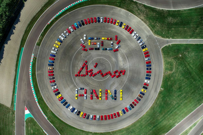 Over 150 Ferrari Dino supercars gathered to celebrate the model's 50th anniversary