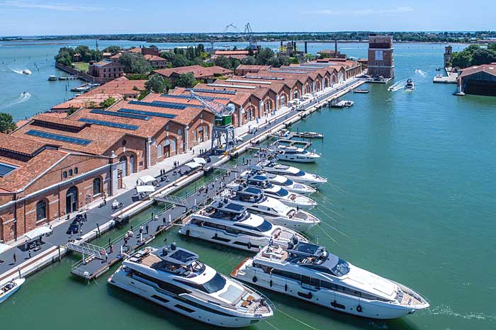 Ferretti Yachts' gorgeous fleet at historic Venice Arsenal