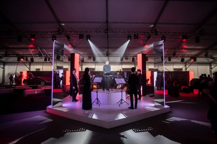 Each displayed Audi model was paired with a unique musical composition played by a live orchestra