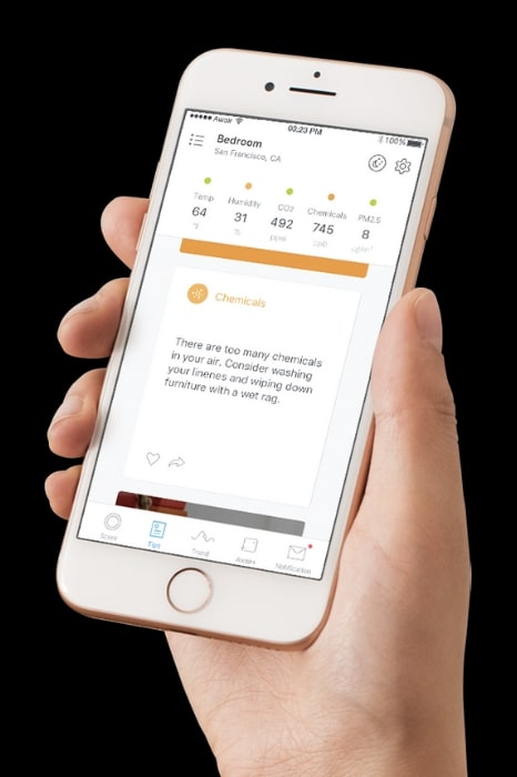 Receive air quality updates via the Awair app