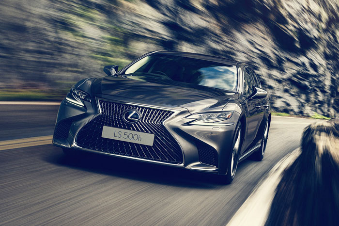 The Lexus LS500h boasts a lean, sporty silhouette and premium rear-wheel drive system