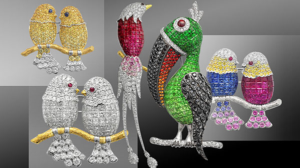Indulge in flights of fancy with new bejewelled brooches by Mabros