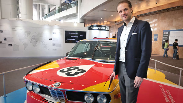 Martijn Oremus with the BMW Art Car at Art Basel Hong Kong