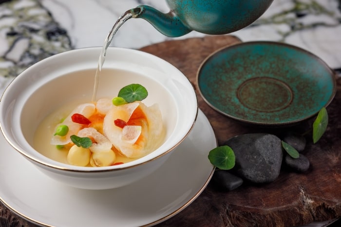 The Chinese Library - Crystal melon dumpling with Kung Fu teapot chicken consomme