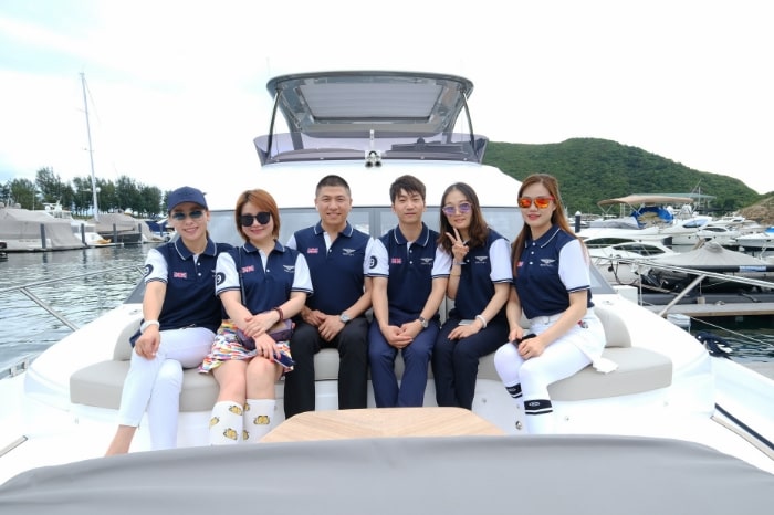VIP guests enjoying sea trials of the Princess F62