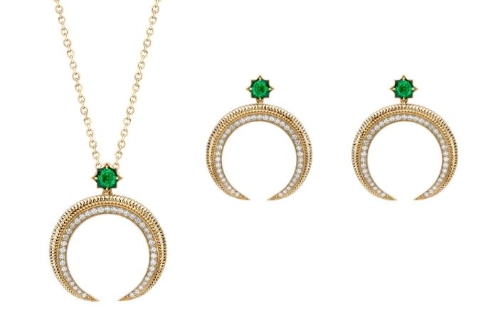Faberge Hilal Crescent Collection Pendant and Earrings