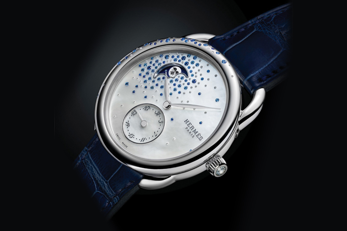 gafencu miss time women's watches Hermès’ Arceau Petite Lune Jeté De Diamants Et Saphirs