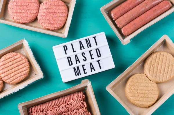 Variety of plant based meat, food to reduce carbon footprint