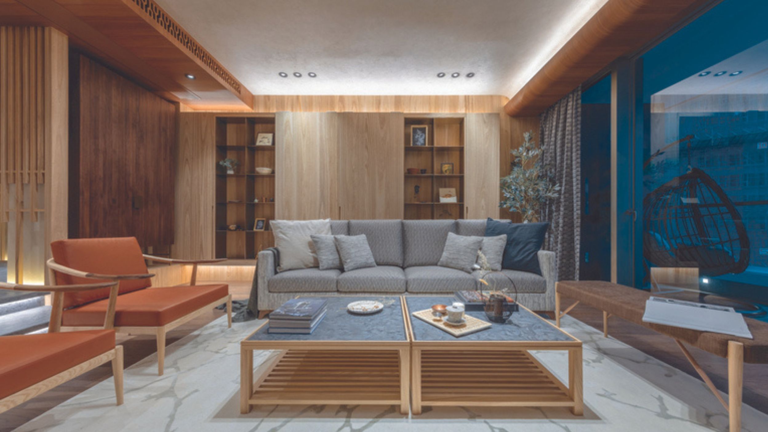 Ingrained Elegancy: Wood flows throughout this idyllic apartment in Coloane, Macau, where modern luxury meets Japanese serenity