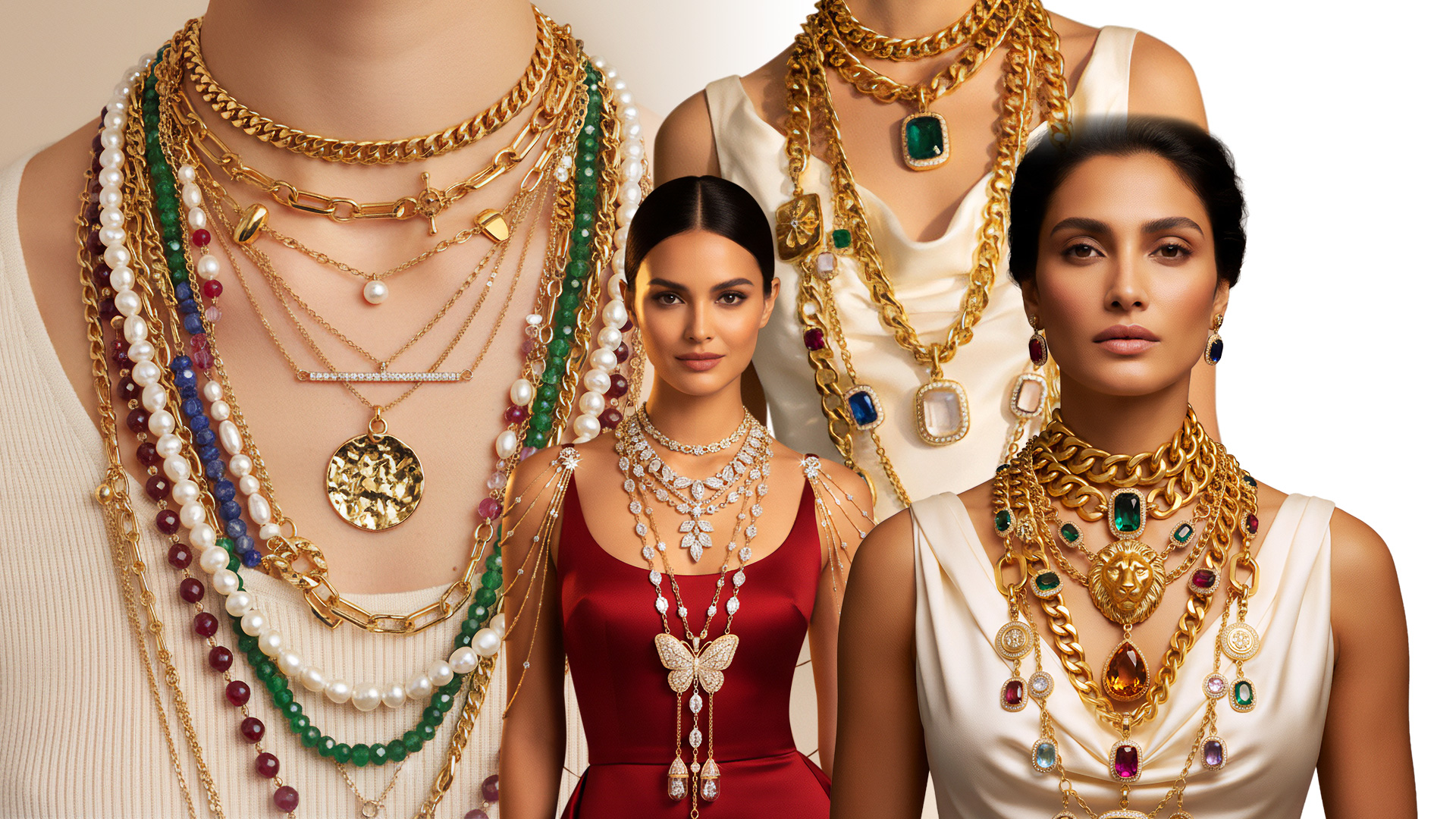 Chained Melody: Outline the neckline with multiple chains for an attention-grabbing arrangement